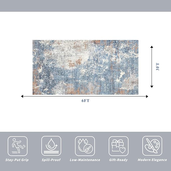 3x6ft Non-Slip Washable Kitchen Rug - Image 2