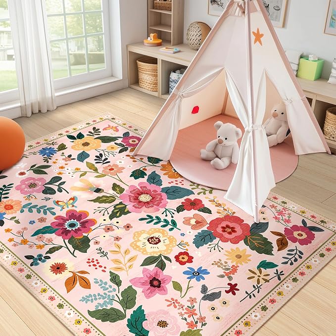 RELEANY Floral 3x5 Area Rugs Washable Print Boho Cute Carpet Non Slip Flower - Image 8
