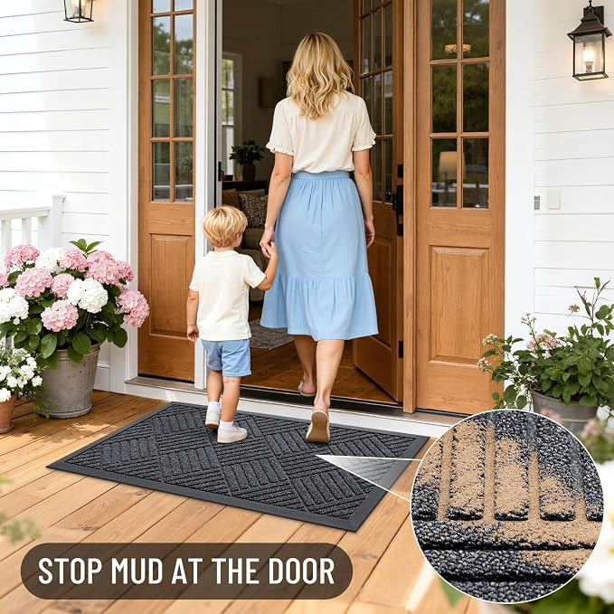 OLANLY Front Door Mat Outside Entrance 33x21, Heavy Duty Sturdy Natural Rubber - Image 6