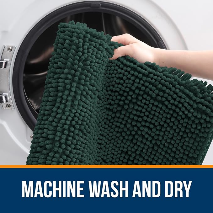 OLANLY Large Bathroom Rugs 50x30, Soft Absorbent Chenille Bath Rugs, Rubber - Image 5