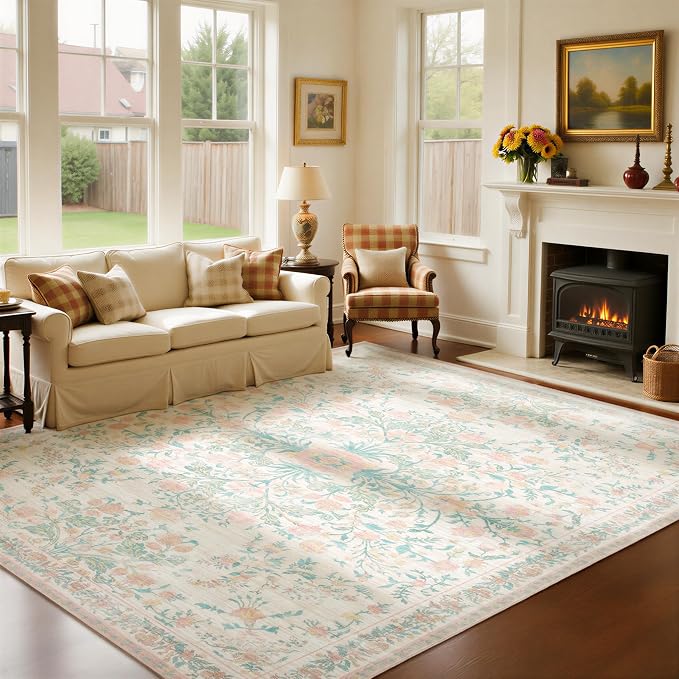 Washable Rugs 8x10 Area Rugs for Living Room, Ultra Soft Faux Wool Retro Carpets - Image 7