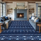 SERISSA 9x12 Area Rugs for Living Room, Washable Non-Slip Blue and White Boho by SERISSAHomeDecorCollection