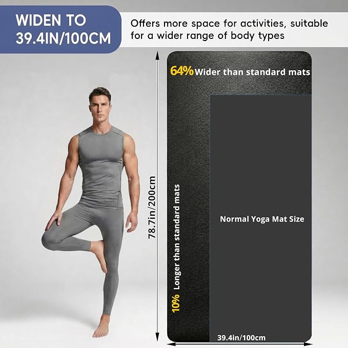 Extra Large Yoga Mat for Men, Oversized Non-Slip TPE Workout Mat for Home Gym - Image 2