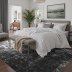 DCX Abstract Area Rug 9x12, Washable Black Modern Rug - Image 3