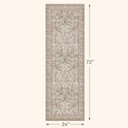Vintage Floral Moss 2x6 Bedroom Runner Rug Non Slip - Image 2