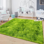 Tie Dyed Grass Green Rug 4x6 ft, Soft Plush Furry Shag Area Rugs Fluffy Fuzzy - Image 2