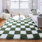 KICMOR Rugs for Living Room 5x8 Olive Green and White, Large Fluffy Soft Plush by KICMOR