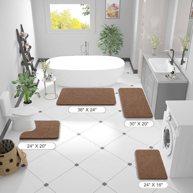 OLANLY Small Bathroom Rugs 24x16, Extra Soft Absorbent Chenille Bath Rugs - Image 3