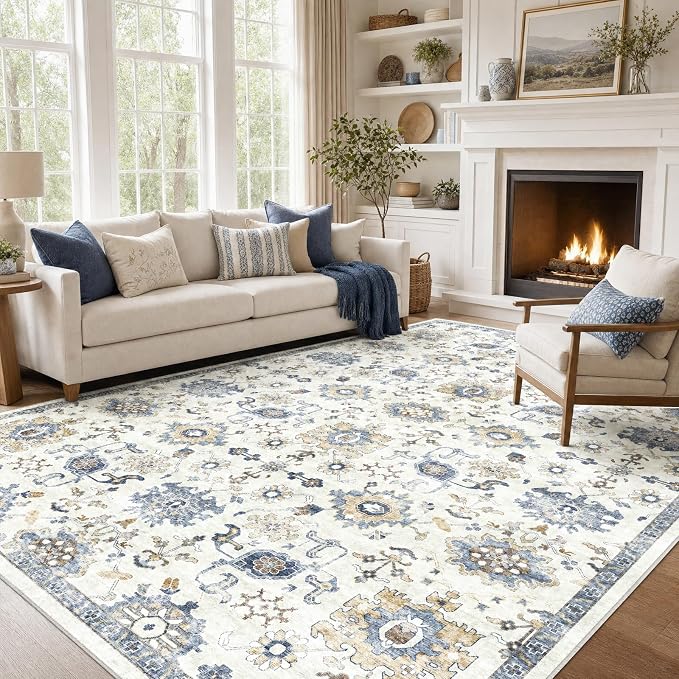 AMADA HOMEFURNISHING Washable Area Rug, Low-Profile Large Area Rug by AMADAHOMEFURNISHING