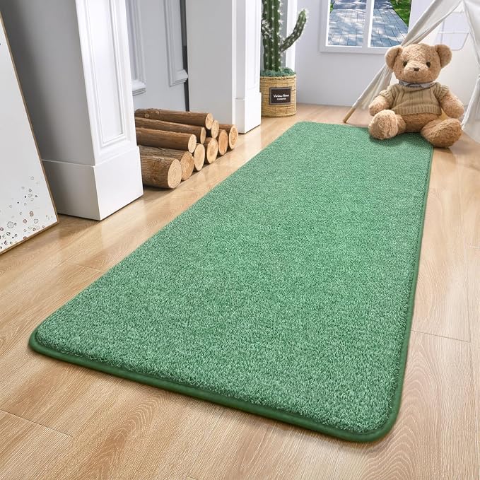 Keeko Soft Hallway Runner Rug, 2x6 Green Entryway Runner Rugs by Keeko