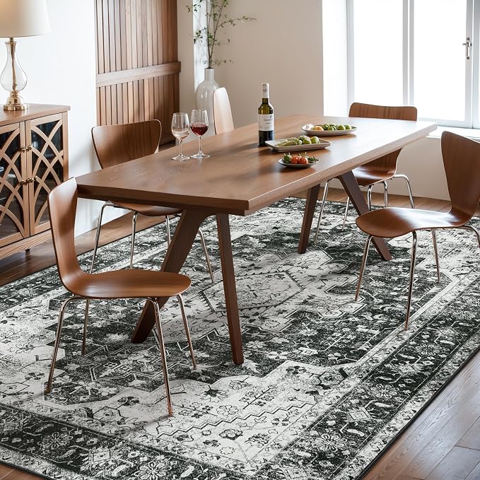 Moynesa Ultra-Thin Washable Area Rugs 8x10 Black and White Rugs - Image 3