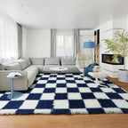 KICMOR Large Area Rug for Living Room 6x9, Big Fluffy Shag Fuzzy Navy Blue and - Image 5
