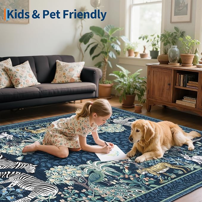 GarveeHome Zebra Teal Washable Rugs 5x7 - Image 8