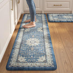 Collive Boho Kitchen Mat, Cushioned Anti Fatigue Kitchen Rug Set 2 Piece by Collive
