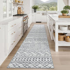 KUTA Hallway Runner Rug 2.6x12 Non-Slip Washable, Moroccan Vintage Beige Boho - Image 3