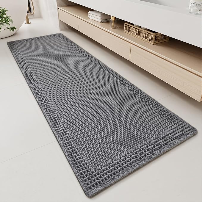 RESARE Waffle Bathroom Runner Rugs, Super Absorbent Bath Mat Non Slip Washable by Resare