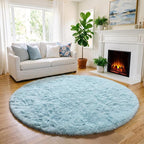 Amdrebio Light Blue Round Circle Area Rug 6Ft - Image 5