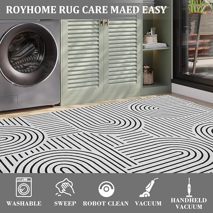 Washable Rug 4x6 Area Rugs for Living Room, Abstract Rug for Bedroom, Soft - Image 5
