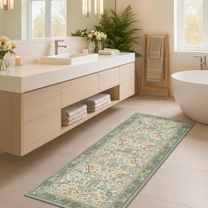 Sage Floral Kitchen Runners by HazoHaus