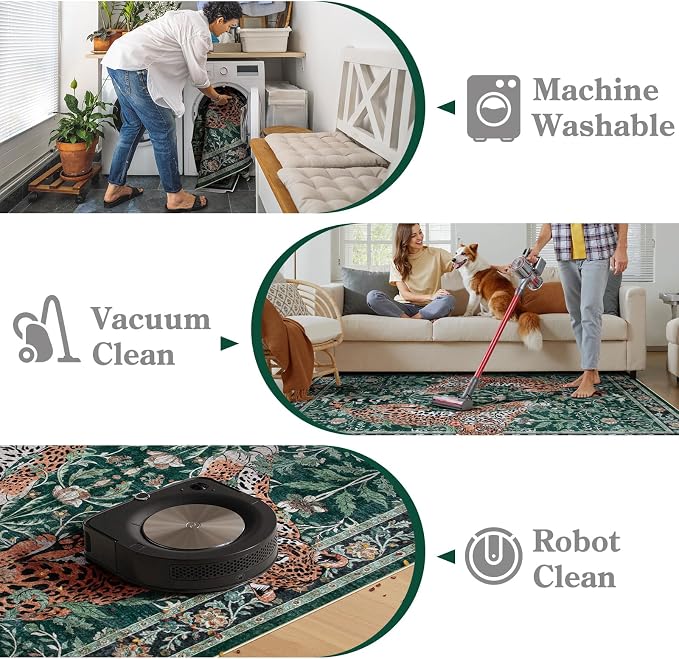 Moynesa Leopard 5x7 Area Rug, Boho Washable Living Room Rug, Non Slip Rugs - Image 4