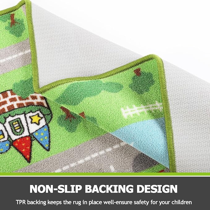 Capslpad Kids Rug Educational Play Rug 6.6' x 9.8' Classroom Rug Traffic Road - Image 4
