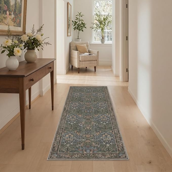 GENIMO Washable Rugs 8x10 for Living Room, Non Slip Vintage Floral Area Rug - Image 4