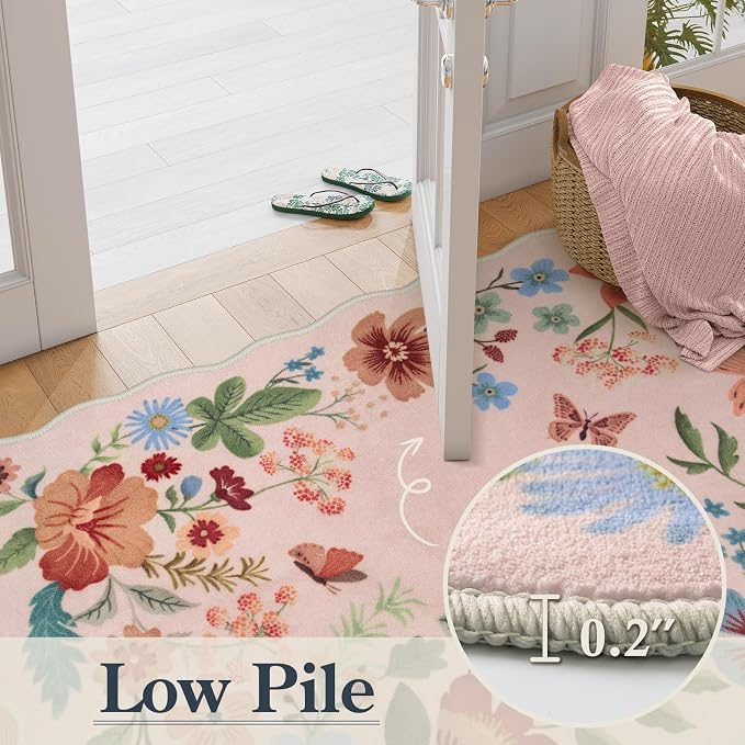 Lahome Floral Kitchen Runner, 2X6 Washable Runner Rug Non-Slip, Ultra-Thin Soft - Image 5