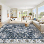 Area Rug 8x10 Washable Rug, Vintage Boho Medallion Rugs Non-Slip Soft Low Pile by VECARF