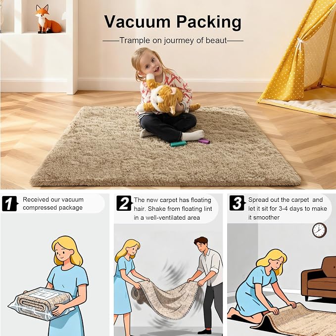 2x3 Rugs for Bedroom, Fluffy Area Rugs for Living Room, Small Fuzzy Shag Soft - Image 5