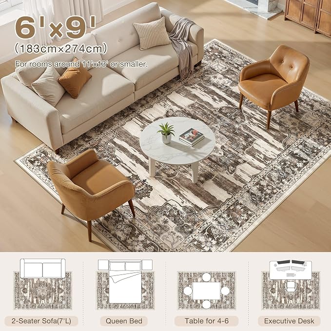 Washable 6x9 Area Rug for Living Room - Image 8