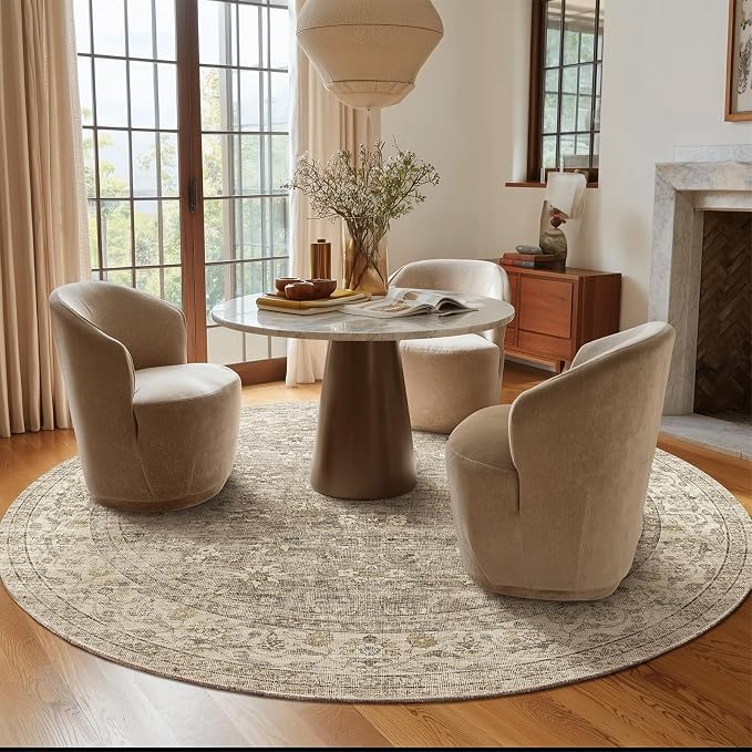 6ft Washable Round Rugs for Bedroom: Circle Living Room Rug Vintage Non Slip - Image 6