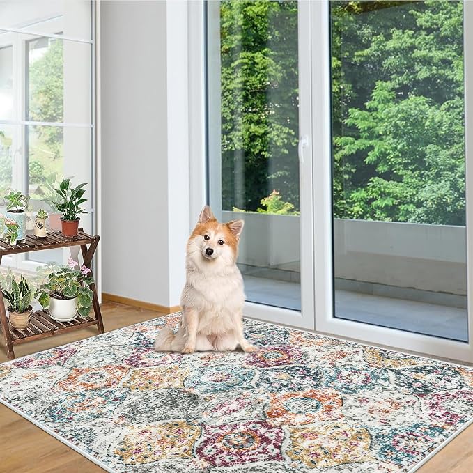 Lahome Moroccan Trellis Washable Small Area Rug, 3x5 Black Rug - Image 5
