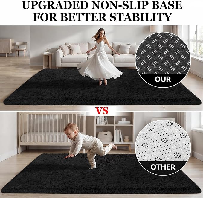 Area Rug for Living Room Bedroom: 6x9 Soft Fluffy Shag Rugs Upgrade Non-Slip - Image 8