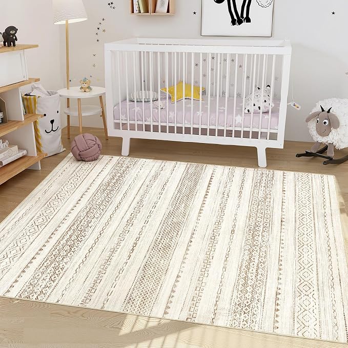Nakagishi Area Rug Living Room Rugs: 3x5 Soft Machine Washable Boho Neutral - Image 5