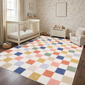 GarveeHome Checkered Nursery Kids Boy Playroom 3x5 Washable Rug Colorful by GarveeHome