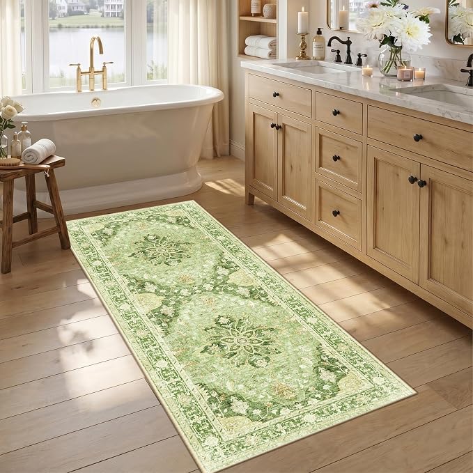 RELEANY Area Rugs Runner 2'6"x5' Washable Non-Slip, Floral Vintage Distress - Image 2