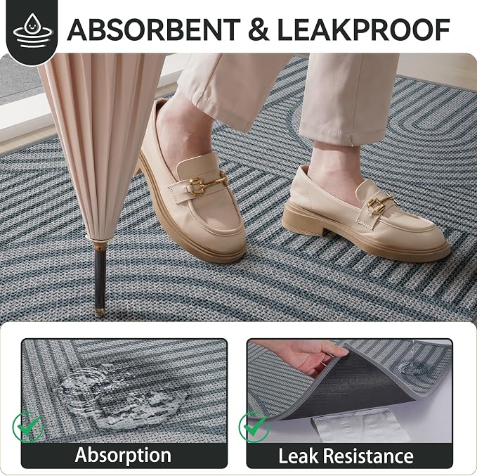 Front Door Mat 24''x71'', Absorbent Washable Non Slip Indoor Runner, Easy Clean - Image 3