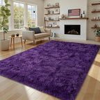 6x9 Purple Rug for Living Room, Soft Large Fluffy Shaggy Rugs for Bedroom by WISHTREE