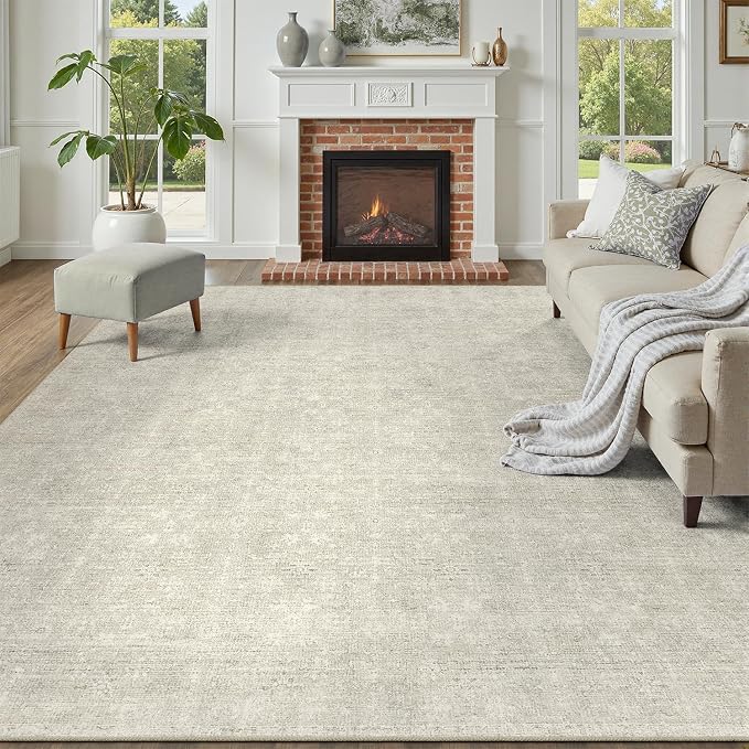 DCX 5x7 Beige Rug, Kid & Pet Friendly by DCXWashableRug