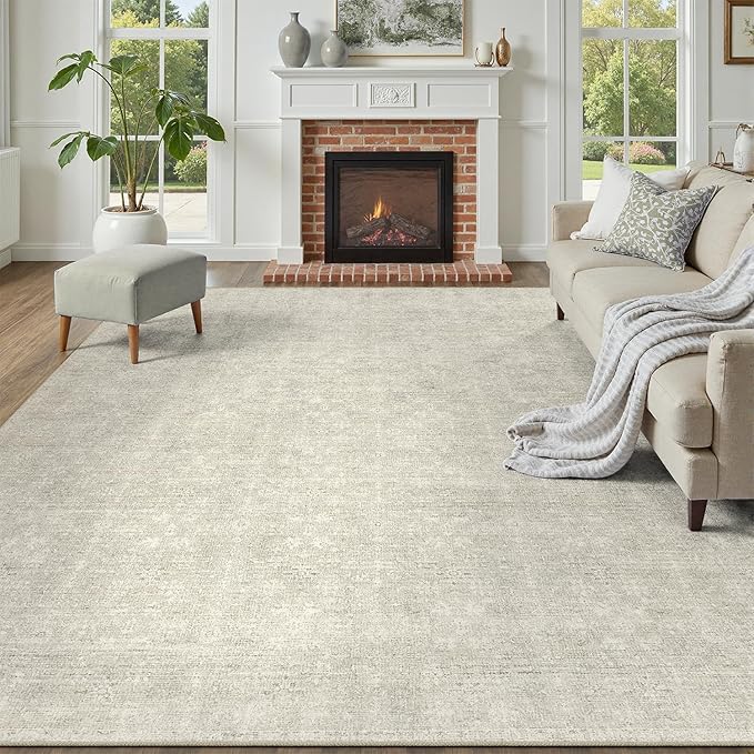DCX 9x12 Beige Rug, Kid & Pet Friendly by DCXWashableRug