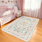 Pink Floral Rug 6x9 for Living Room, Washable Non-Slip Area Rug for Girls - Image 6
