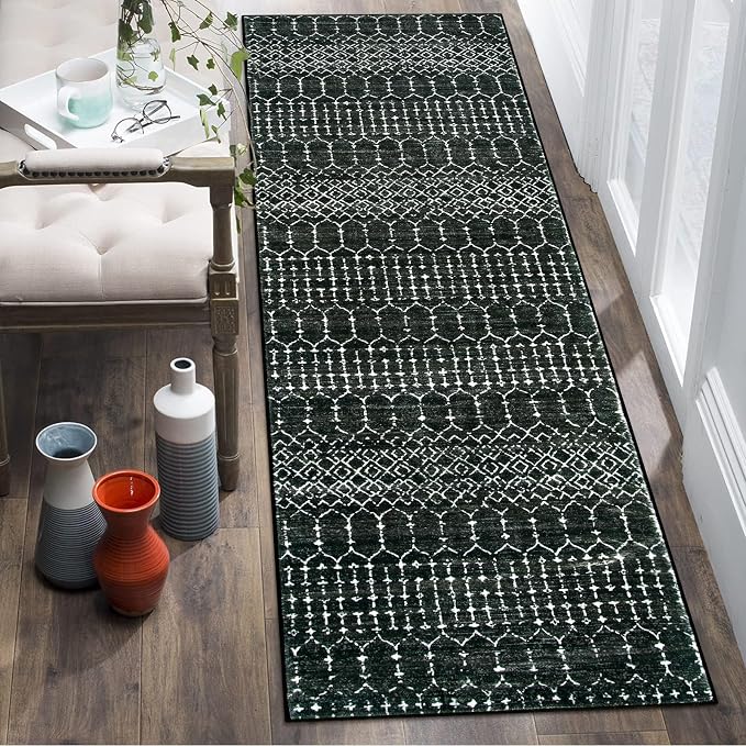 Lahome Moroccan 2x6 Black Runner Rug Non-Slip, Kitchen Rug Runner Washable - Image 7