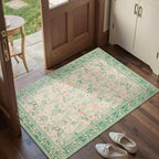 Rugxara Door Mat Floral Entryway Rug, Washable Samll 2x3 Rug, Boho Green Front - Image 2