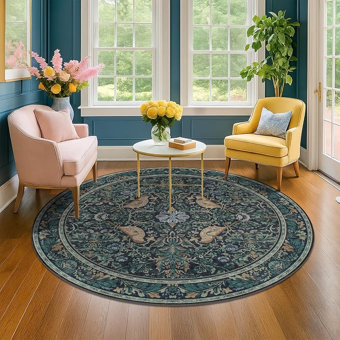 Washable Round Area Rug 6ft for Living Room, Soft Round Carpet Non-Slip - Image 3