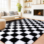 Checkered Rugs for Living Room Bedroom, 5x7 Area Rugs for Living Room, Modern - Image 2