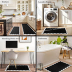 Arenarug Scalloped Black White Kitchen Mats Rugs Sets of 2 Cushioned Anti - Image 7
