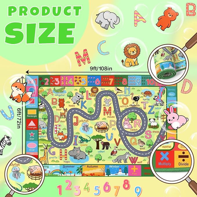 Kids Rugs for Playroom 6x9 Feet, Educational Area Rug - Image 2