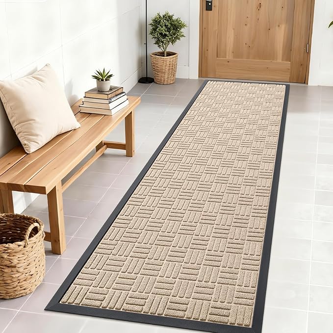 OLANLY Front Door Mat Outside Entrance 71x23, Heavy Duty Sturdy Natural Rubber by OLANLY