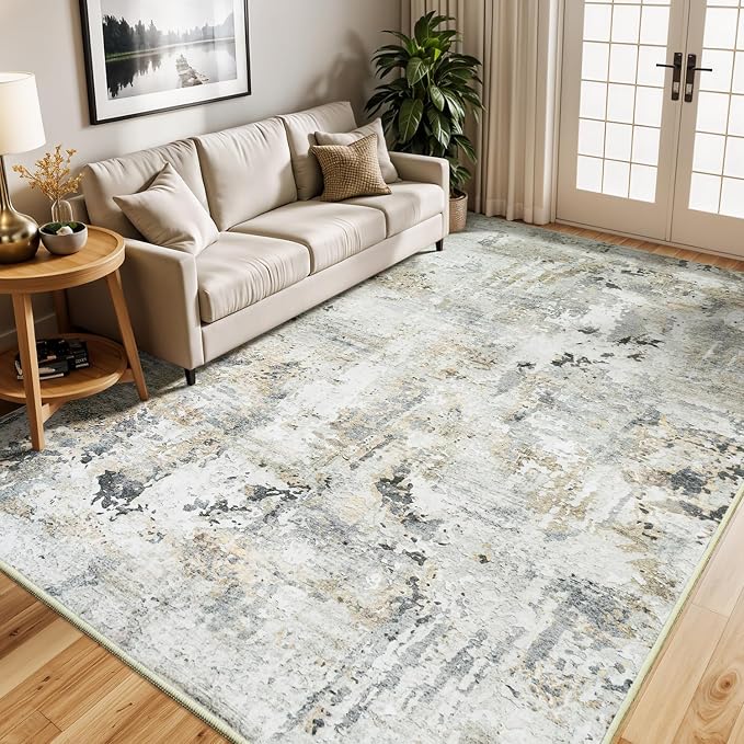 Neutral Area Rug 6x9 Washable Rugs - Image 7