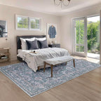 SERISSA Boho 8x10 Area Rugs Blue Grey, Washable Vintage Floral Large Living - Image 7